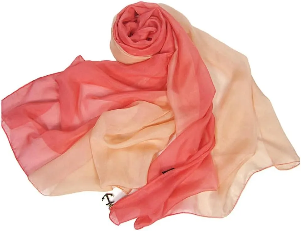 Forever Angel Women's 100% Silk Chiffon Sunscreen Shawls Wraps Oblong Gradient Scarf