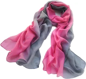 Forever Angel Women's 100% Silk Chiffon Sunscreen Shawls Wraps Oblong Gradient Scarf