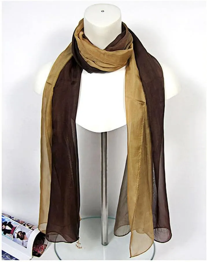 Forever Angel Women's 100% Silk Chiffon Sunscreen Shawls Wraps Oblong Gradient Scarf