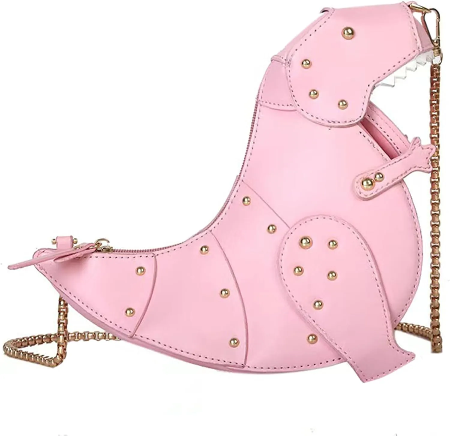 Fozehlad Women Dinosaur Shaped Shoulder Handbag PU Leather Rivet Crossbody Purses Messenger for Girl…