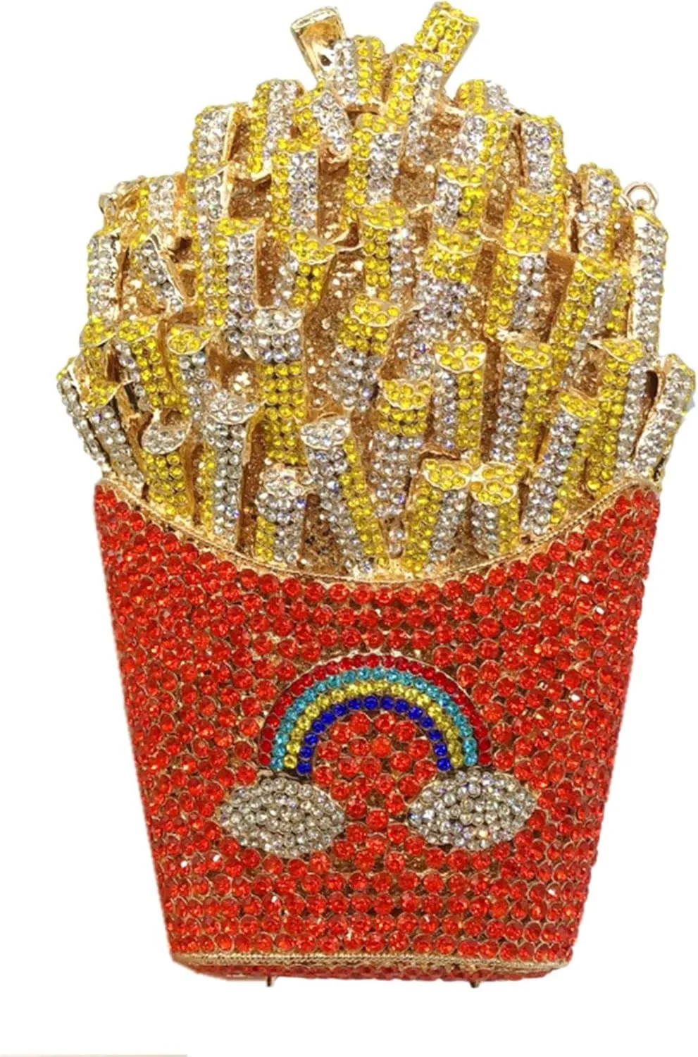French Fries Chips Rhinestone Clutch Women Crystal Handbag Sparkly Evening Bag Purses for Wedding Party