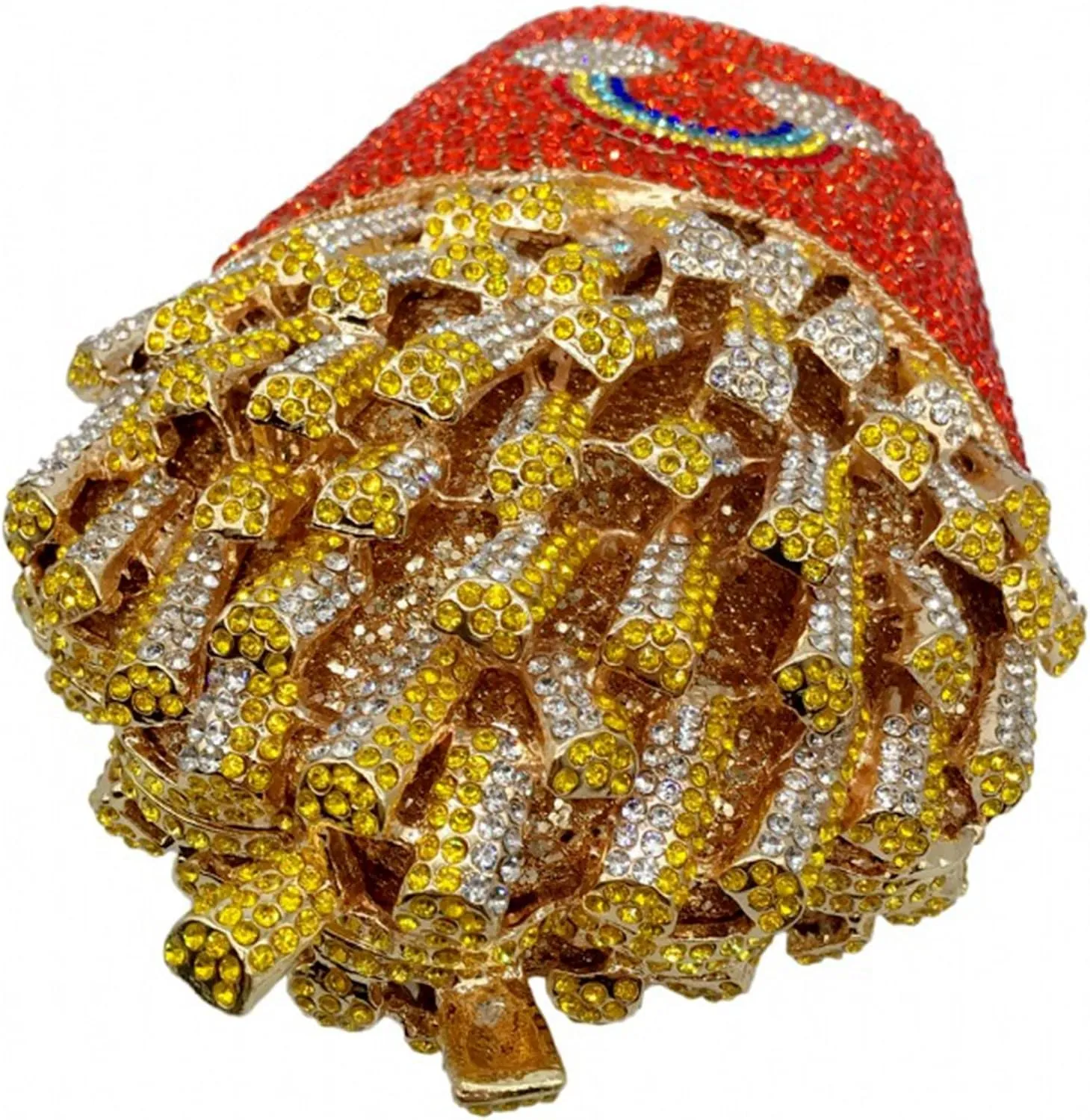 French Fries Chips Rhinestone Clutch Women Crystal Handbag Sparkly Evening Bag Purses for Wedding Party