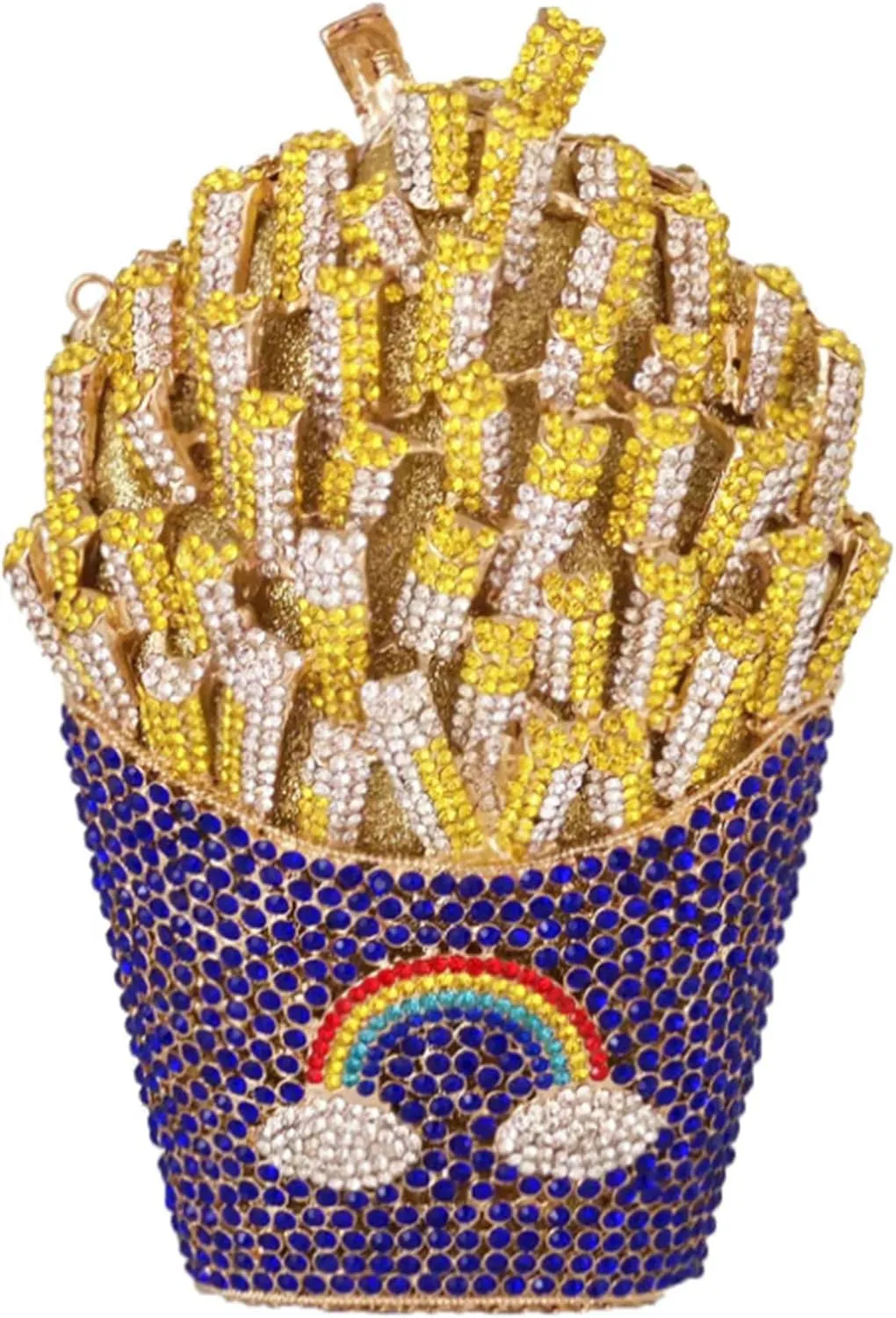 French Fries Chips Rhinestone Clutch Women Crystal Handbag Sparkly Evening Bag Purses for Wedding Party