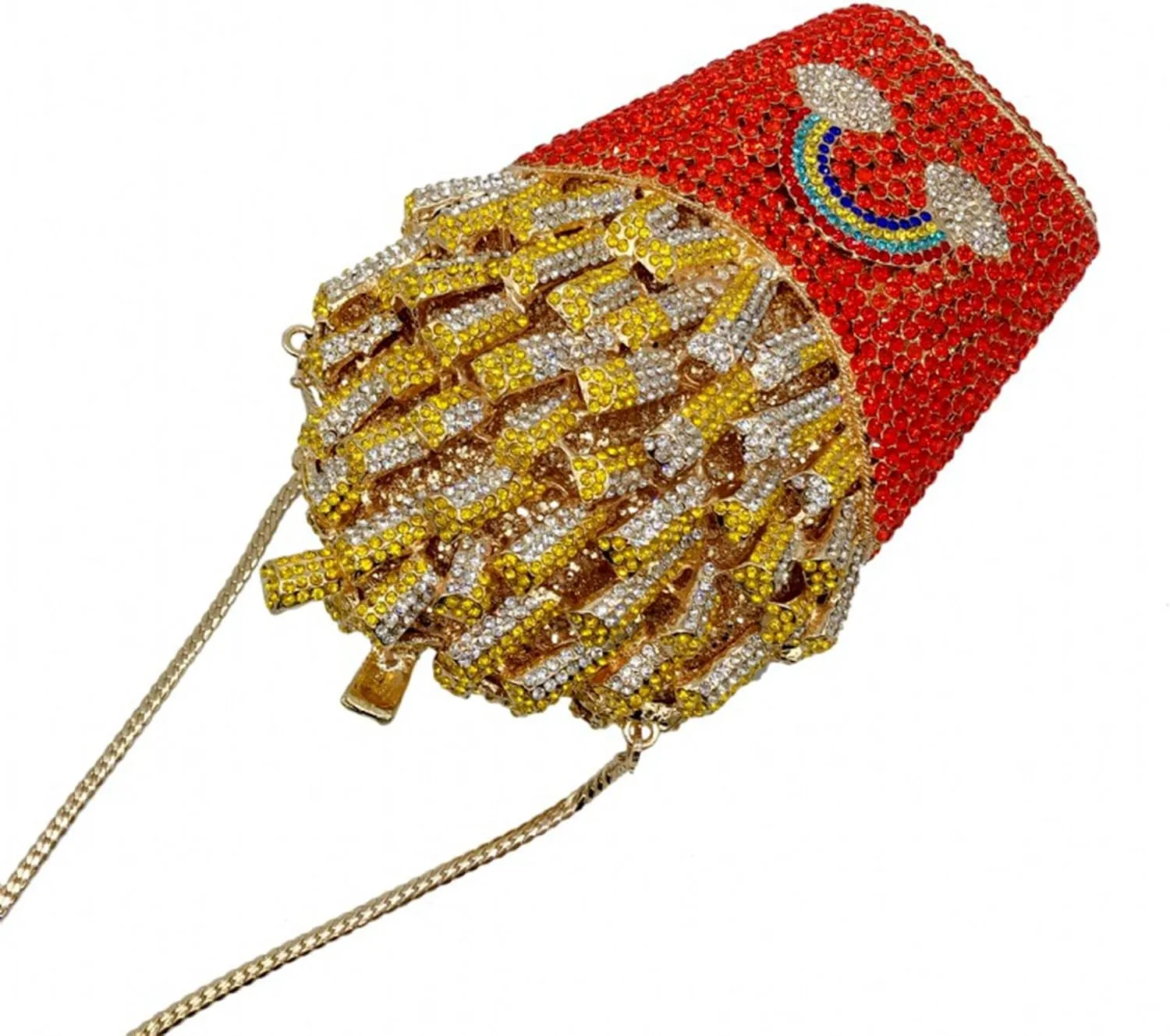 French Fries Chips Rhinestone Clutch Women Crystal Handbag Sparkly Evening Bag Purses for Wedding Party
