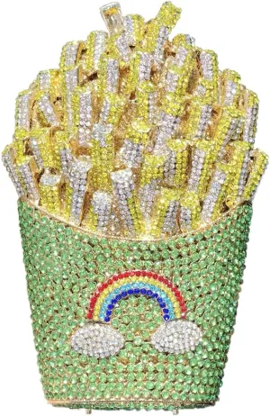 French Fries Chips Rhinestone Clutch Women Crystal Handbag Sparkly Evening Bag Purses for Wedding Party