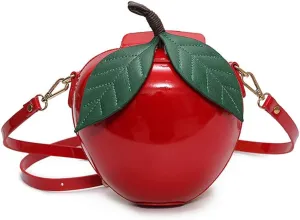 Fruit Apple Pineapple Strawberry Watermelon Shape Women PU Leather Clutch Purse Cross Body Bag, Red, 19cm