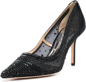 FSJ Women Wedding Rhinestones Mesh Satin High Heel Pumps Pointy Toe Stiletto Slip On Comfort Lace Sequins Bridal Dress Evening Shoes Size 4-15 US