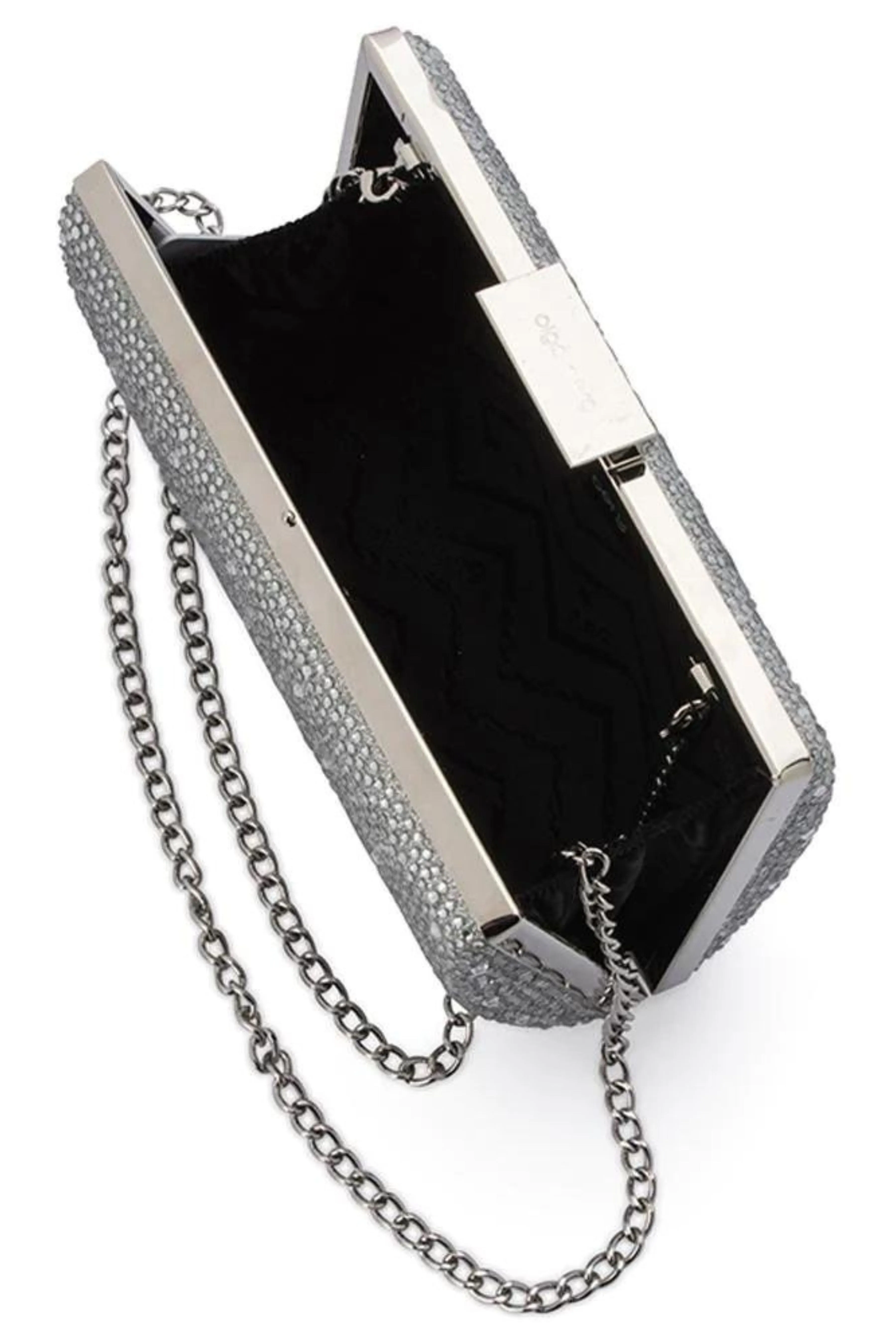 Gabby Metallic Hot Fix Clutch - Silver