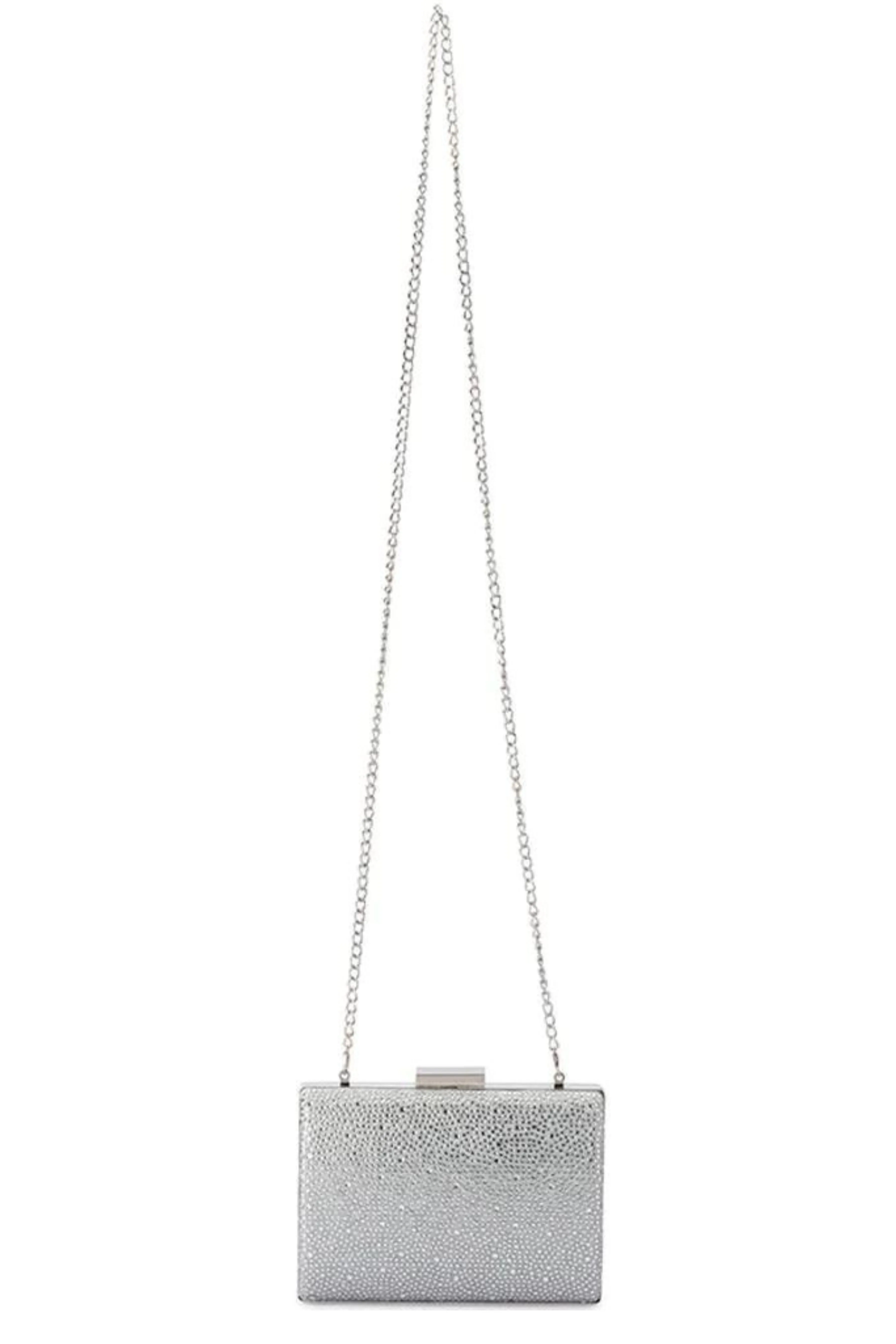 Gabby Metallic Hot Fix Clutch - Silver