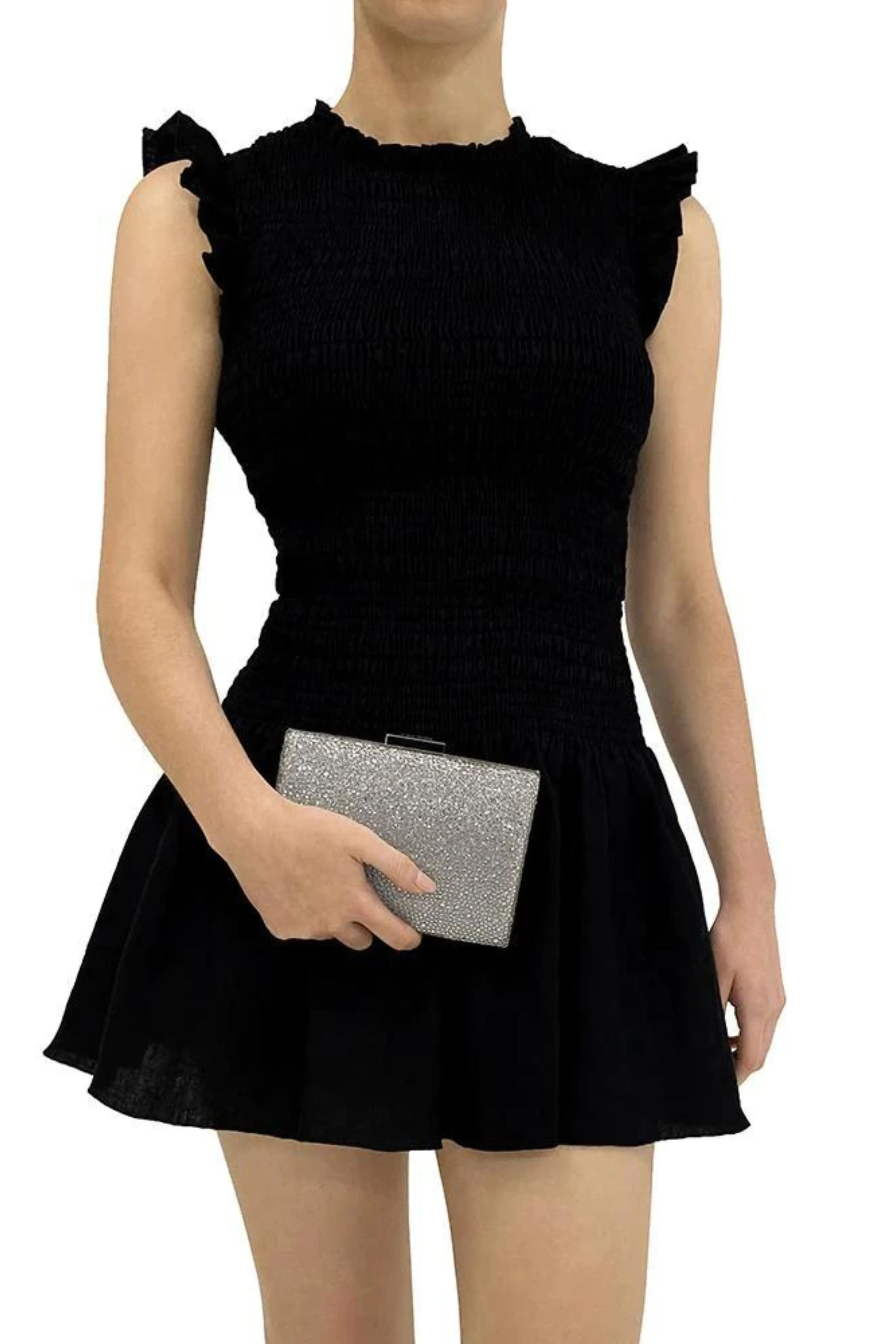 Gabby Metallic Hot Fix Clutch - Silver