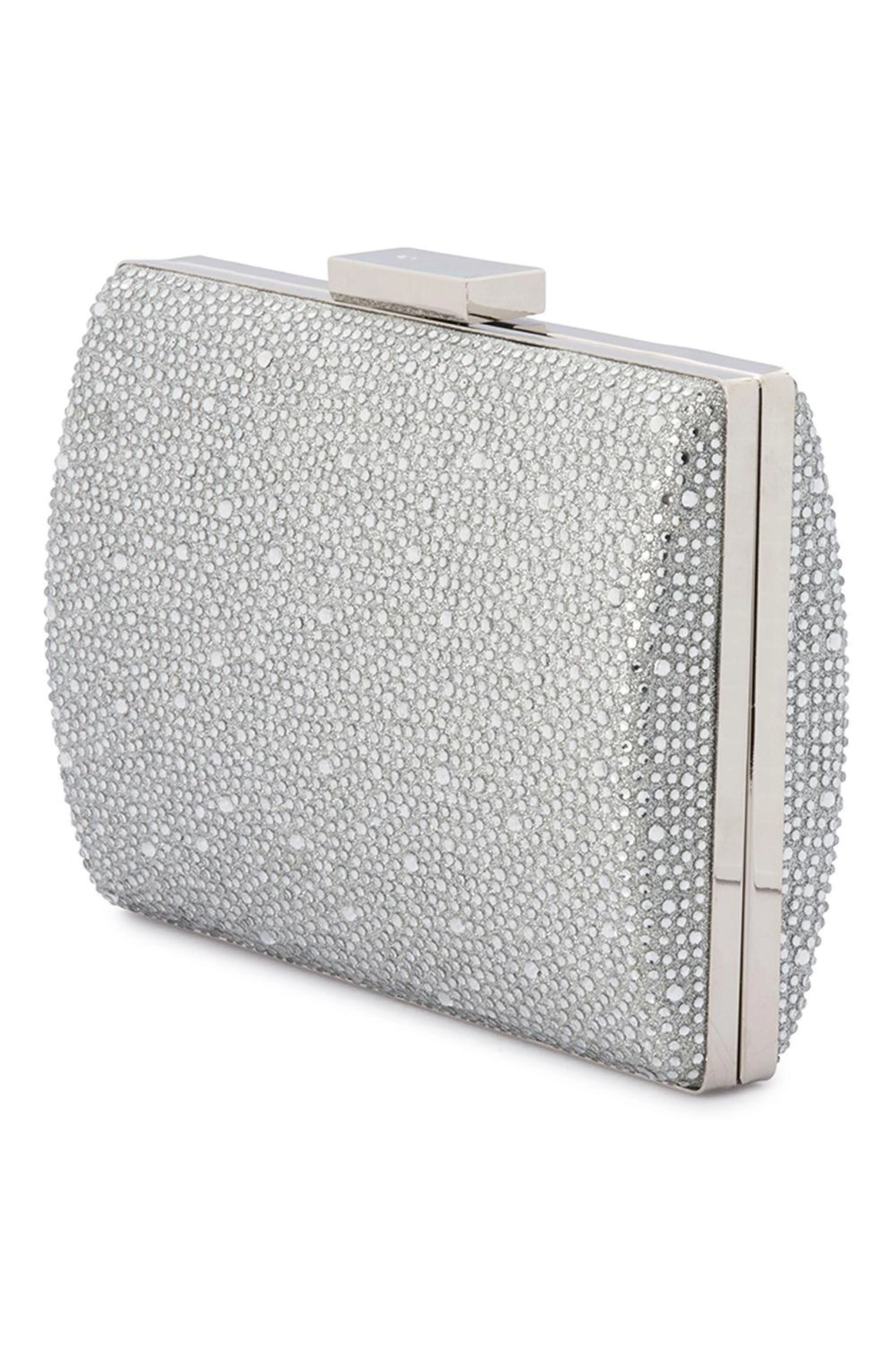 Gabby Metallic Hot Fix Clutch - Silver