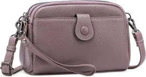 GAEKEAO Crossbody Bags for Women Small Genuine Leather Shoulder Purse Cross Body Bag with Wristlet Top Zipper
