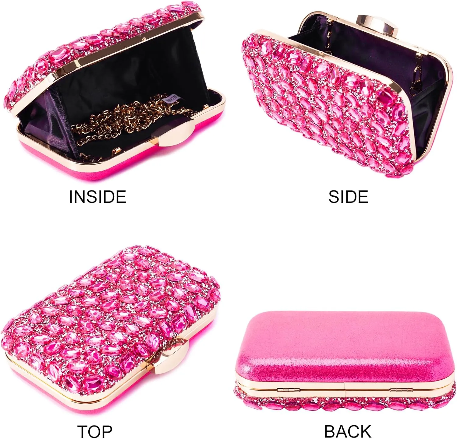 Gemstone Clutch Purses for Women Wedding Party, Rhinestone Purse Crystal Evening Bag for Women Evening