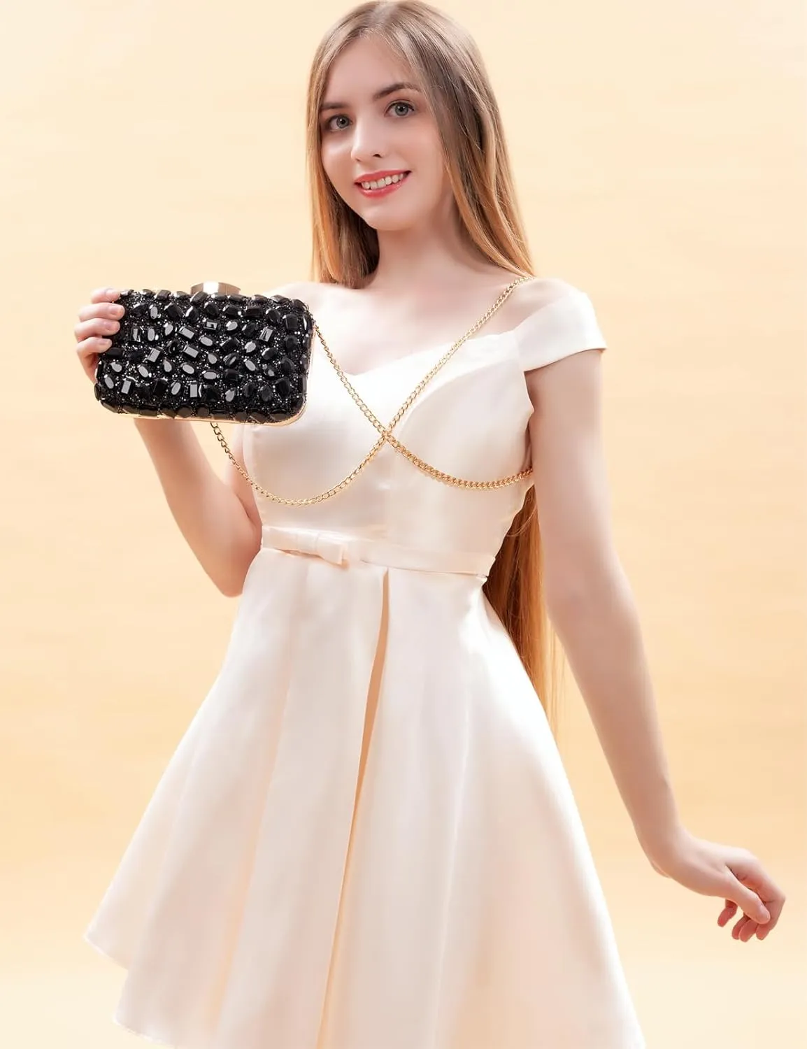 Gemstone Clutch Purses for Women Wedding Party, Rhinestone Purse Crystal Evening Bag for Women Evening