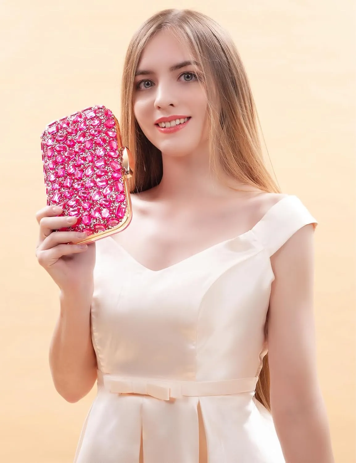 Gemstone Clutch Purses for Women Wedding Party, Rhinestone Purse Crystal Evening Bag for Women Evening