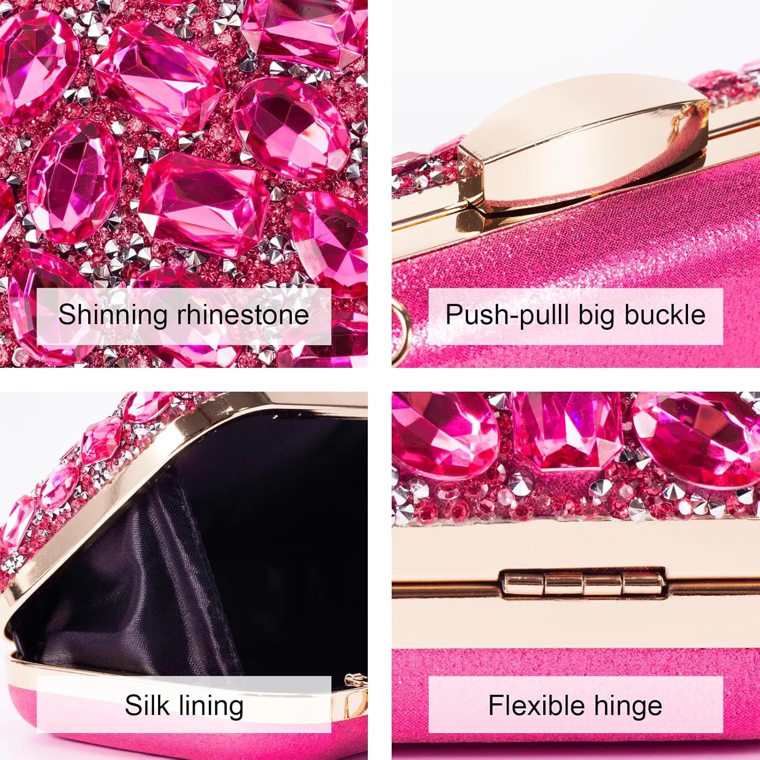 Gemstone Clutch Purses for Women Wedding Party, Rhinestone Purse Crystal Evening Bag for Women Evening