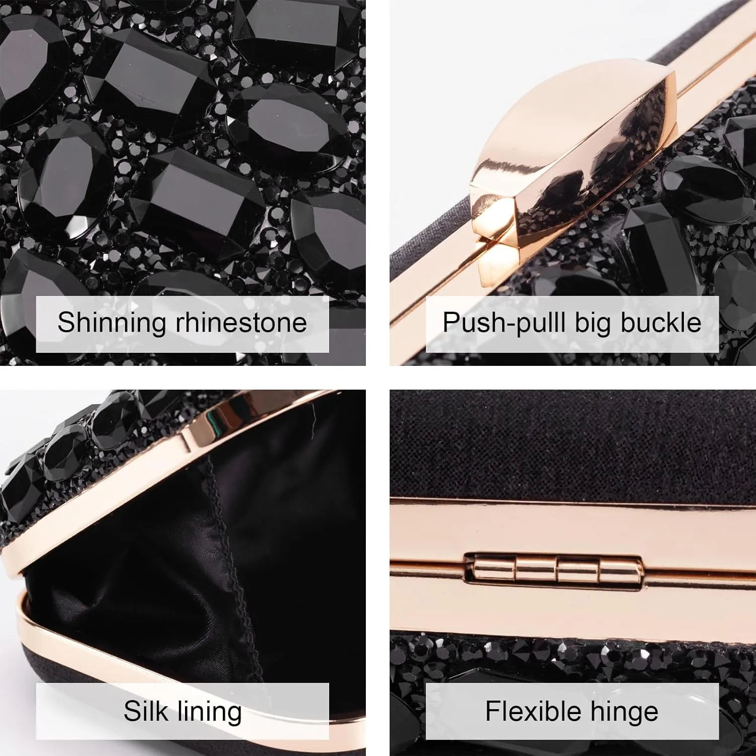 Gemstone Clutch Purses for Women Wedding Party, Rhinestone Purse Crystal Evening Bag for Women Evening