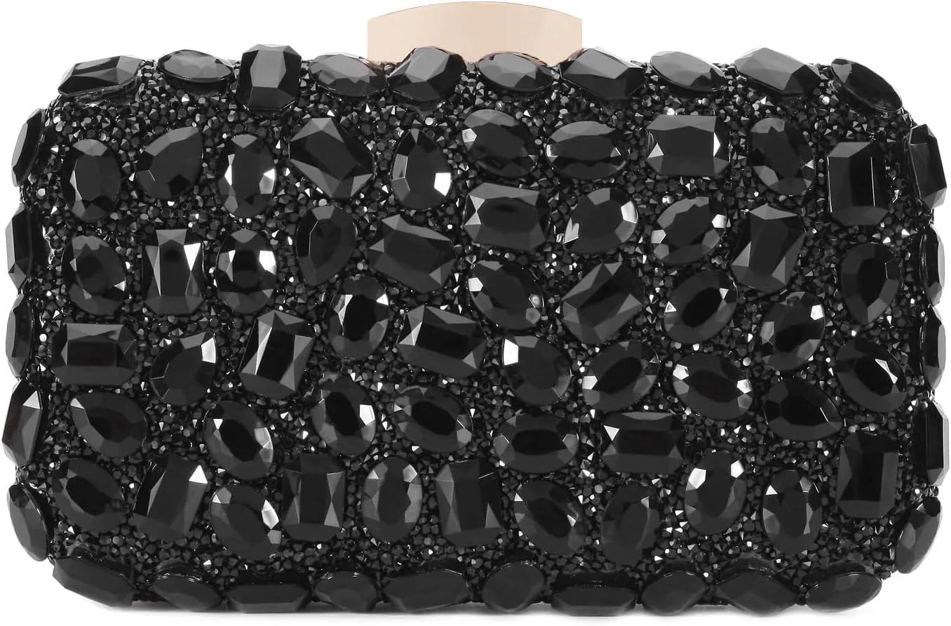 Gemstone Clutch Purses for Women Wedding Party, Rhinestone Purse Crystal Evening Bag for Women Evening