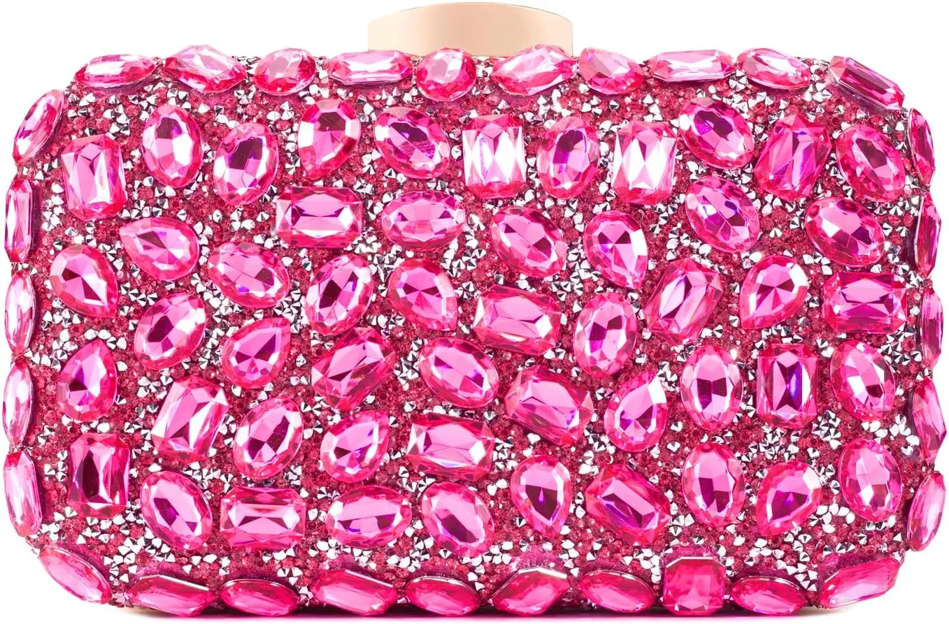Gemstone Clutch Purses for Women Wedding Party, Rhinestone Purse Crystal Evening Bag for Women Evening
