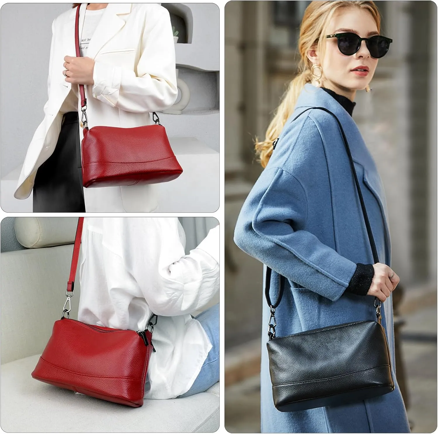 Genuine Leather Purses for Women Crossbody Bags Small Shoulder Handbags Trendy Clutch Cross Body Phone Purses