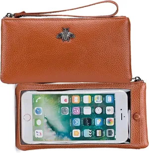 Genuine Leather Touch Screen Phone Clutch Bag Wristlet Handbag Wallet for Women Girls