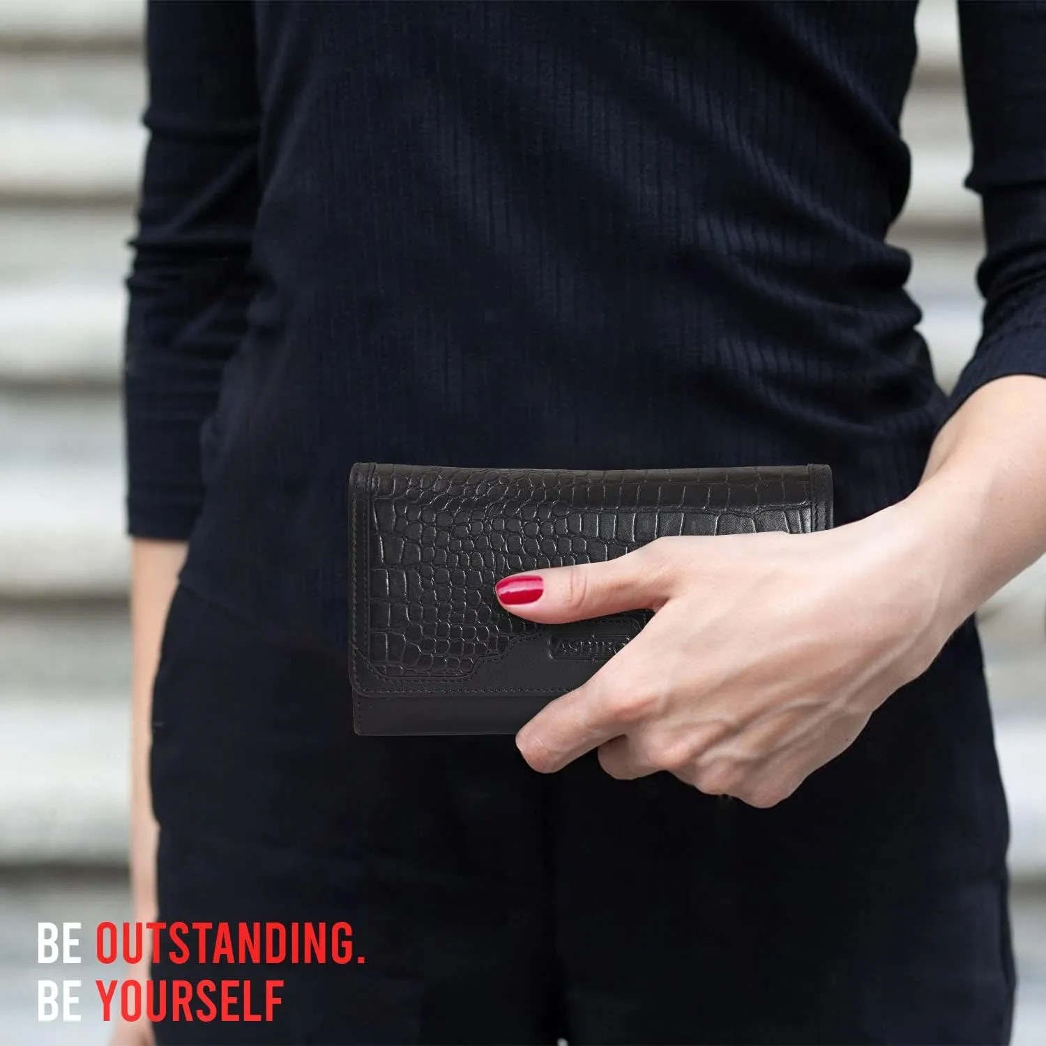 Genuine Leather Wristlet Clutch Wallet Purse