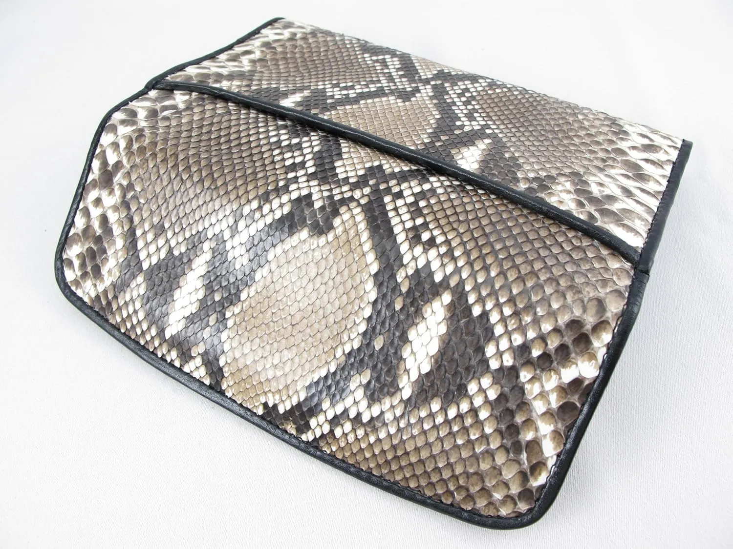 Genuine Python Snake Skin Leather Women's Trifold Clutch Wallet (Reticulated Natural)