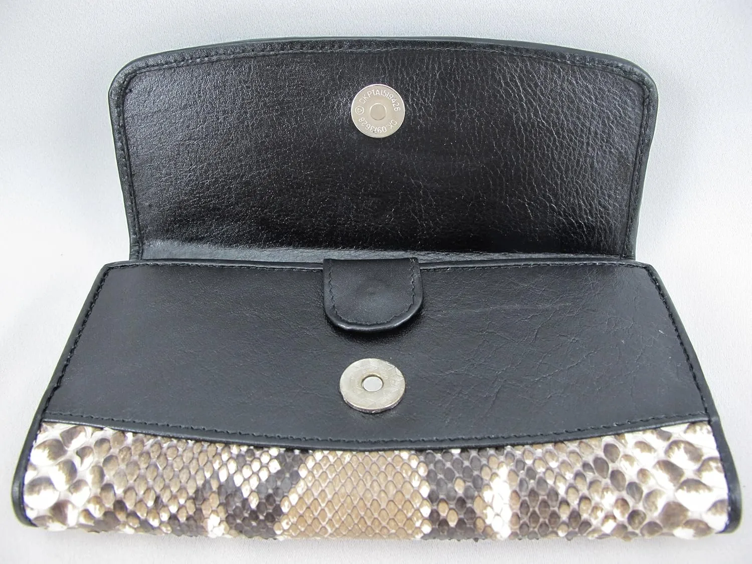Genuine Python Snake Skin Leather Women's Trifold Clutch Wallet (Reticulated Natural)