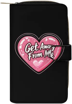 Get Away from Me Leather Wallets for Men Women Zipped Clutch Purse Travel Handbag Card Case Wallet