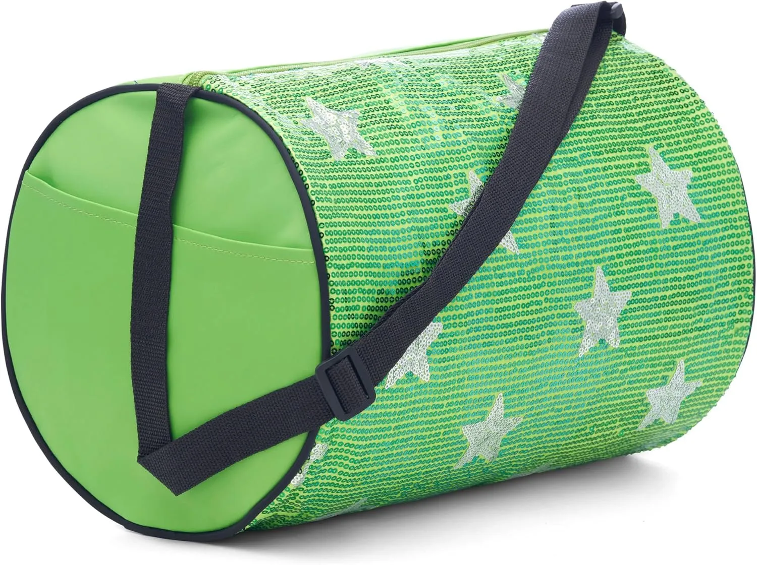 Girls Dance Duffle Bag with Sequin Stars, Kids Travel Bag with Adjustable Carry On and Handy Pouch, Gymnastics Bag, Dance Accessories For Girls - Green