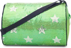 Girls Dance Duffle Bag with Sequin Stars, Kids Travel Bag with Adjustable Carry On and Handy Pouch, Gymnastics Bag, Dance Accessories For Girls - Green