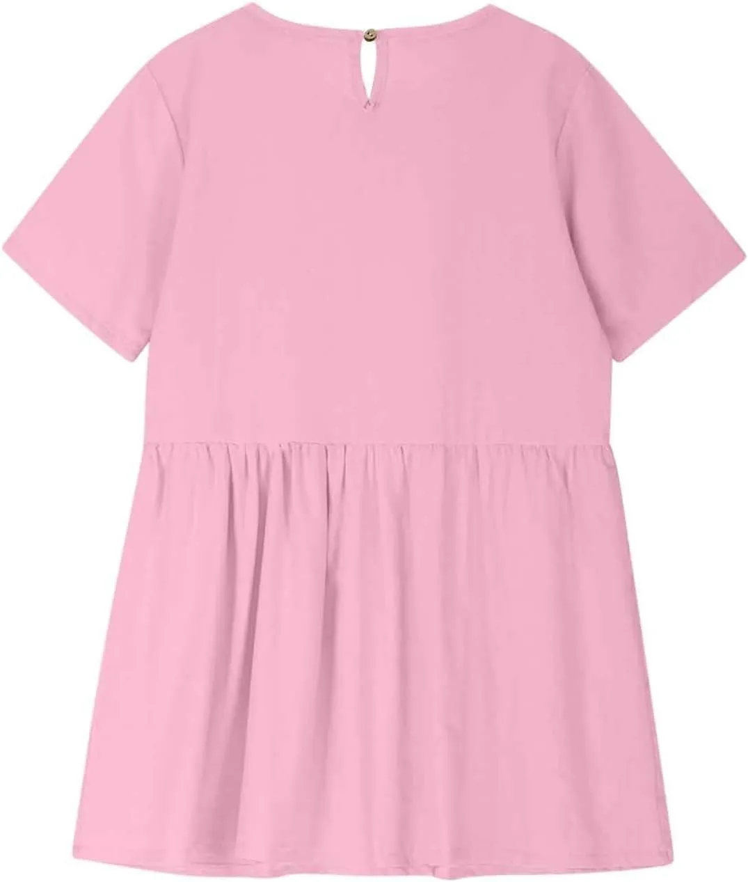 Girls Linen Dress Summer Casual Dresses Short Sleeve Tshirt Dress Knee Length Crewneck Dresses Comfy with Pockets