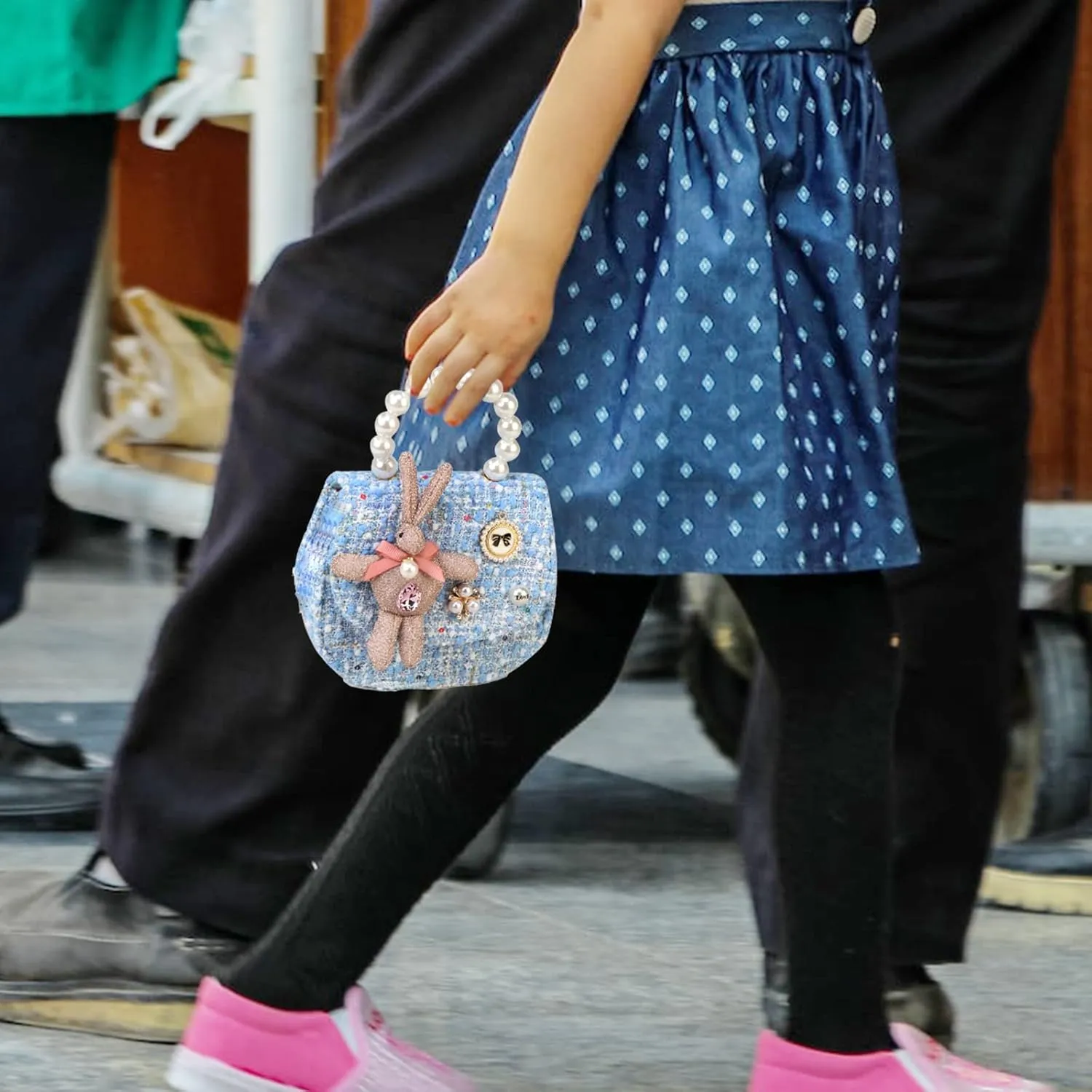 Girls Princess Bunny Purses Cute Crown Crossbody Bag Handbag with Pearl Handle for girls