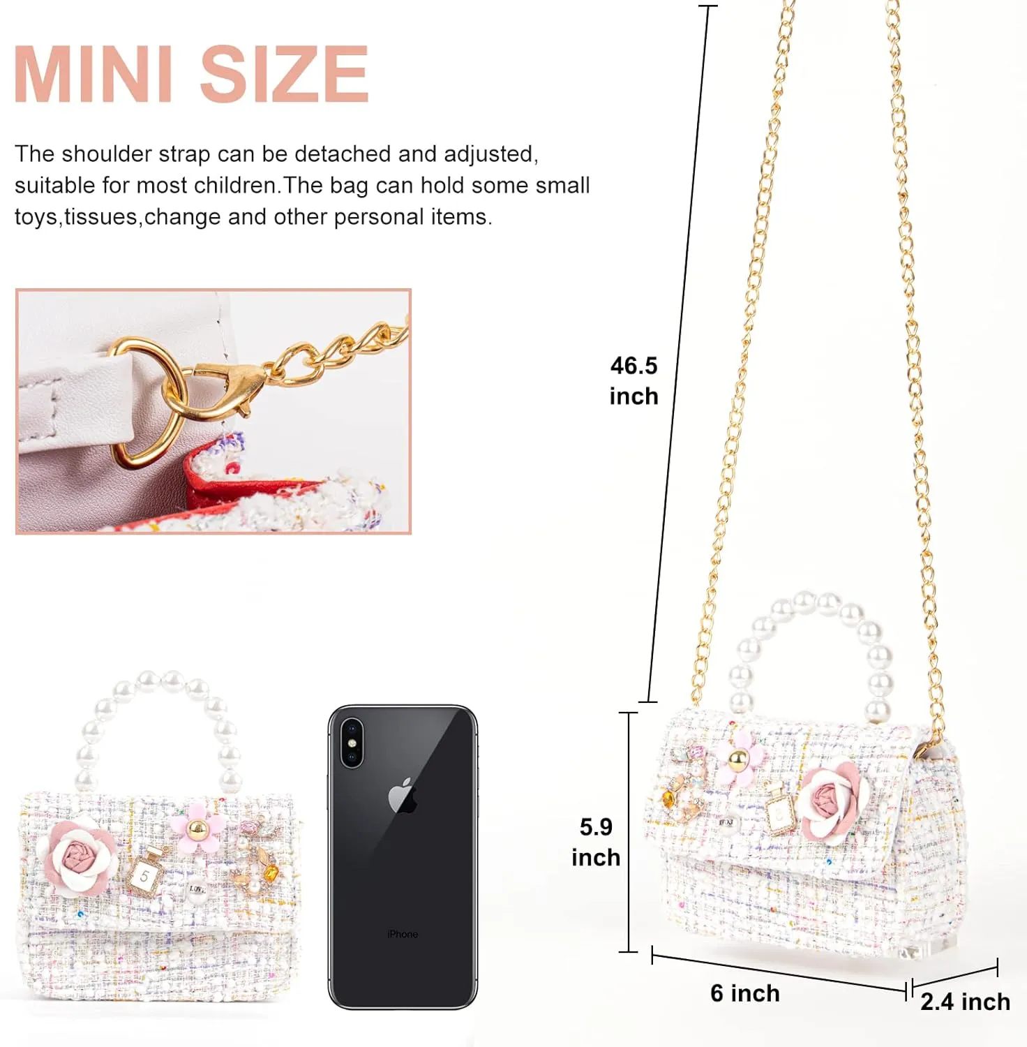 Girls Princess Bunny Purses Cute Crown Crossbody Bag Handbag with Pearl Handle for girls