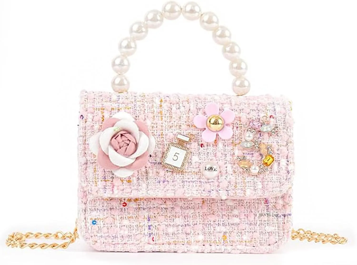 Girls Princess Bunny Purses Cute Crown Crossbody Bag Handbag with Pearl Handle for girls