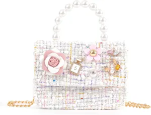 Girls Princess Bunny Purses Cute Crown Crossbody Bag Handbag with Pearl Handle for girls