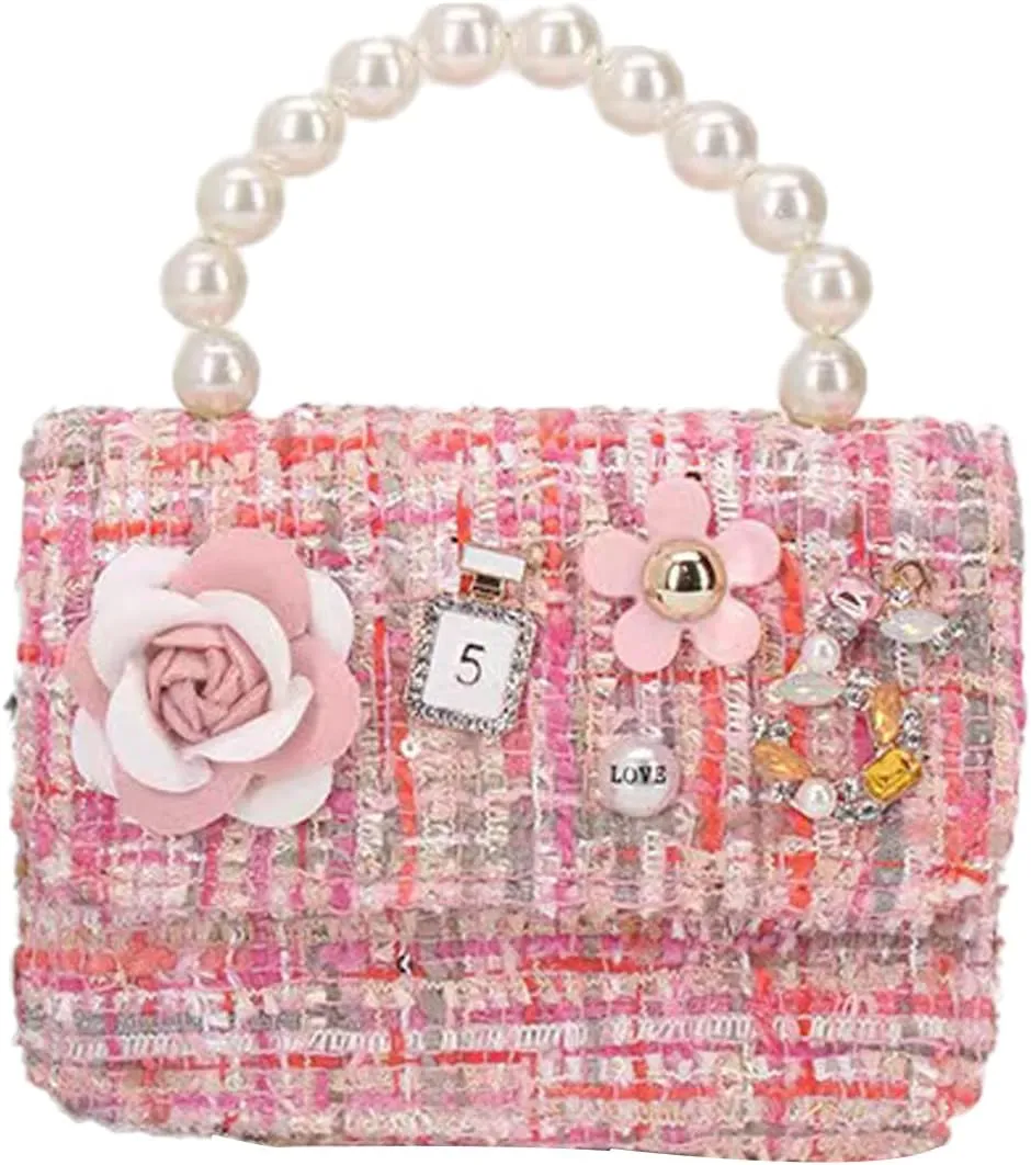 Girls Princess Bunny Purses Cute Crown Crossbody Bag Handbag with Pearl Handle for girls