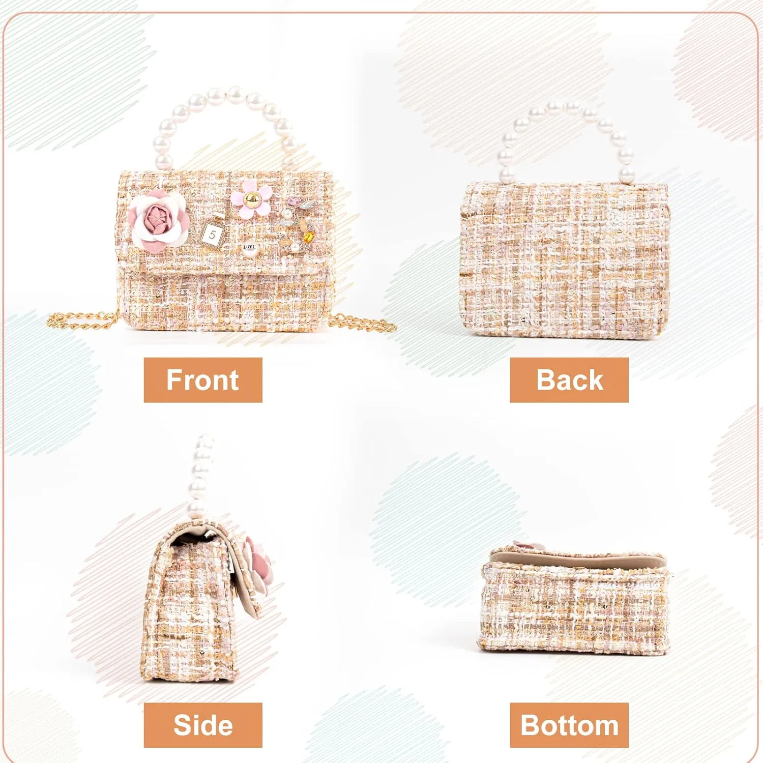 Girls Princess Bunny Purses Cute Crown Crossbody Bag Handbag with Pearl Handle for girls