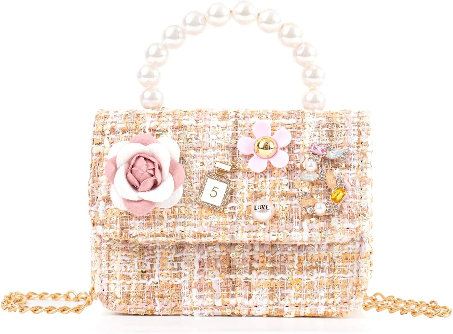 Girls Princess Bunny Purses Cute Crown Crossbody Bag Handbag with Pearl Handle for girls