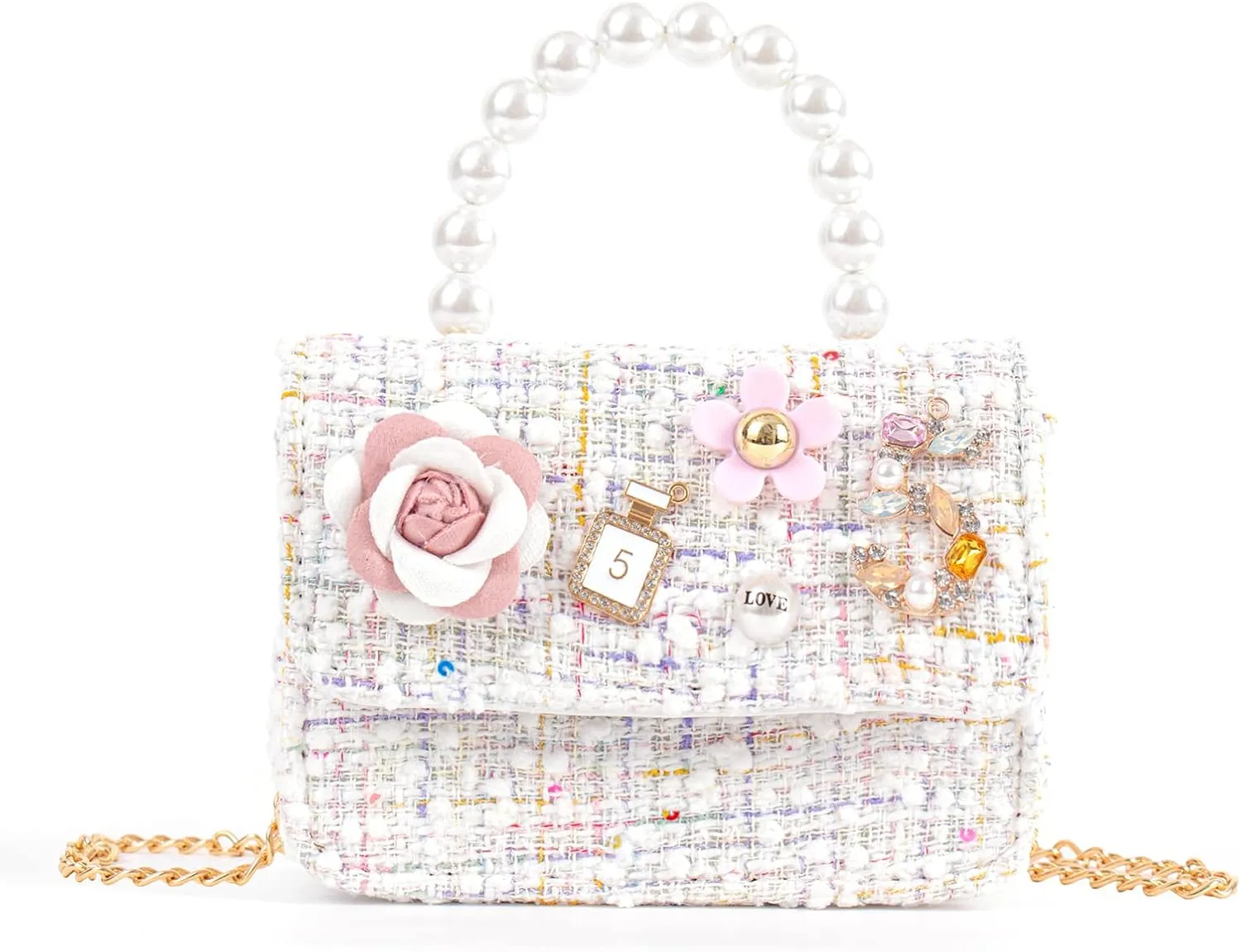 Girls Princess Bunny Purses Cute Crown Crossbody Bag Handbag with Pearl Handle for girls