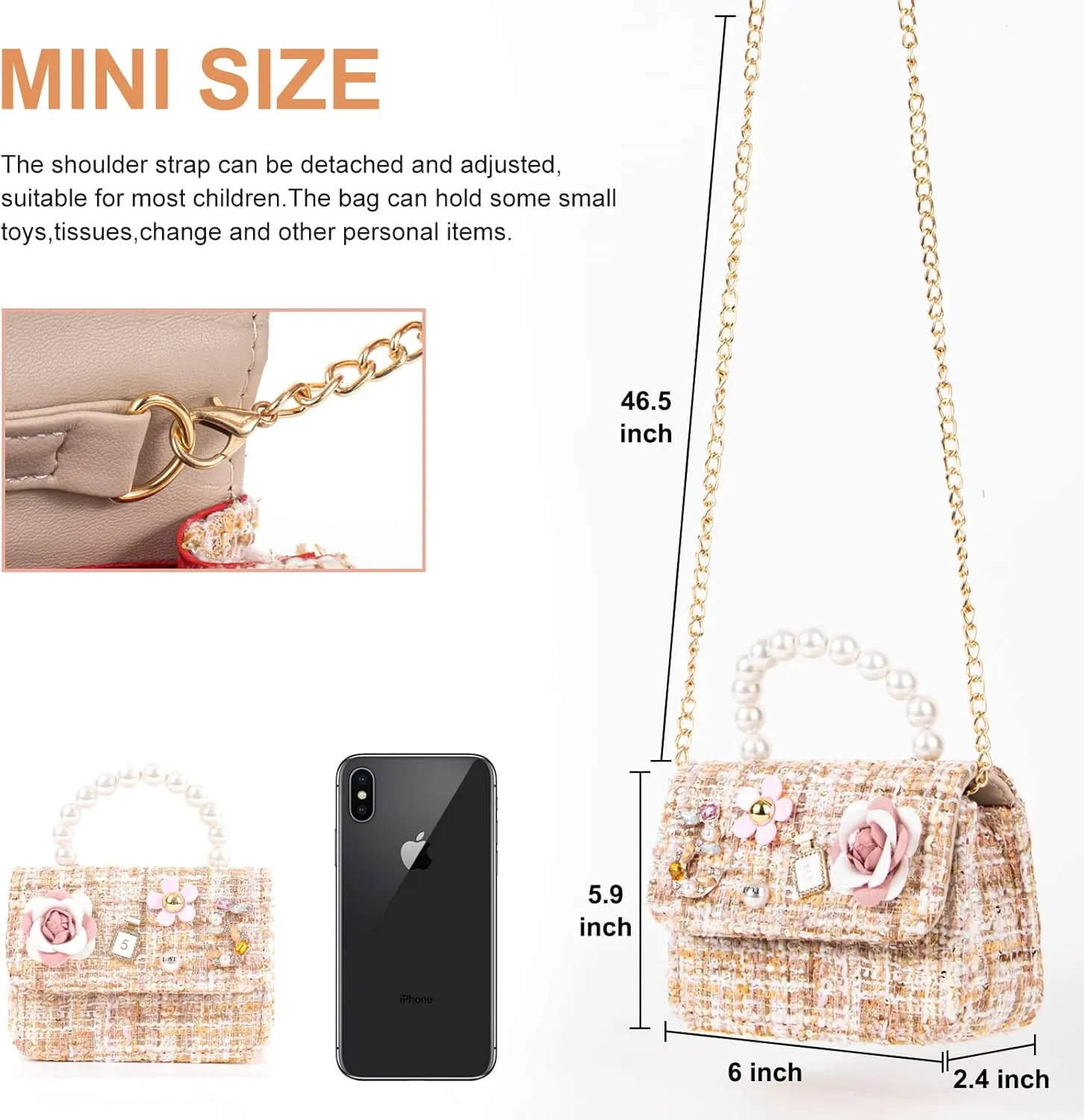 Girls Princess Bunny Purses Cute Crown Crossbody Bag Handbag with Pearl Handle for girls