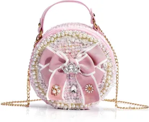 Girls Princess Bunny Purses Cute Crown Crossbody Bag Handbag with Pearl Handle for girls