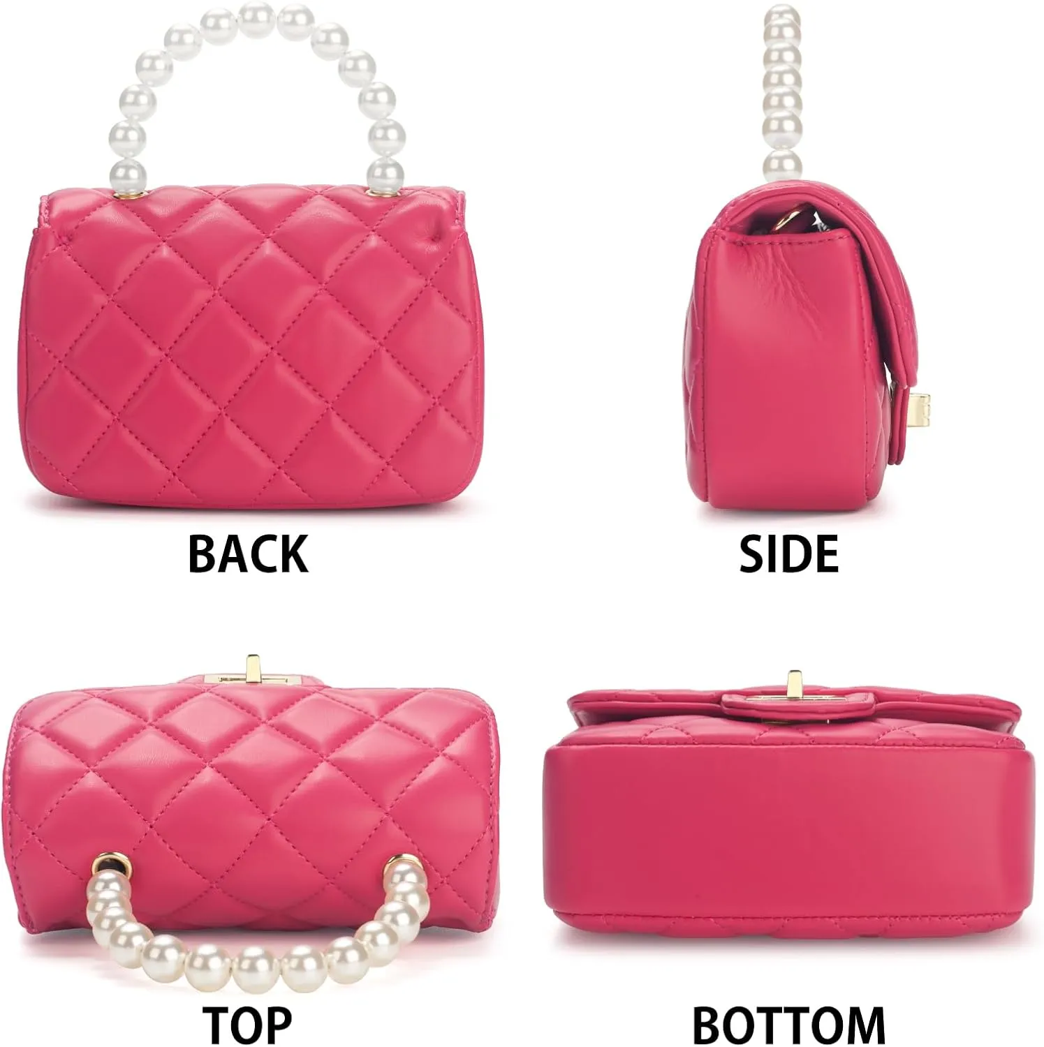 Girls Purses for Kids, Toddler Crossbody Bag with Pearl Handle, Kids Chain Handbag Heart Purses for Girls