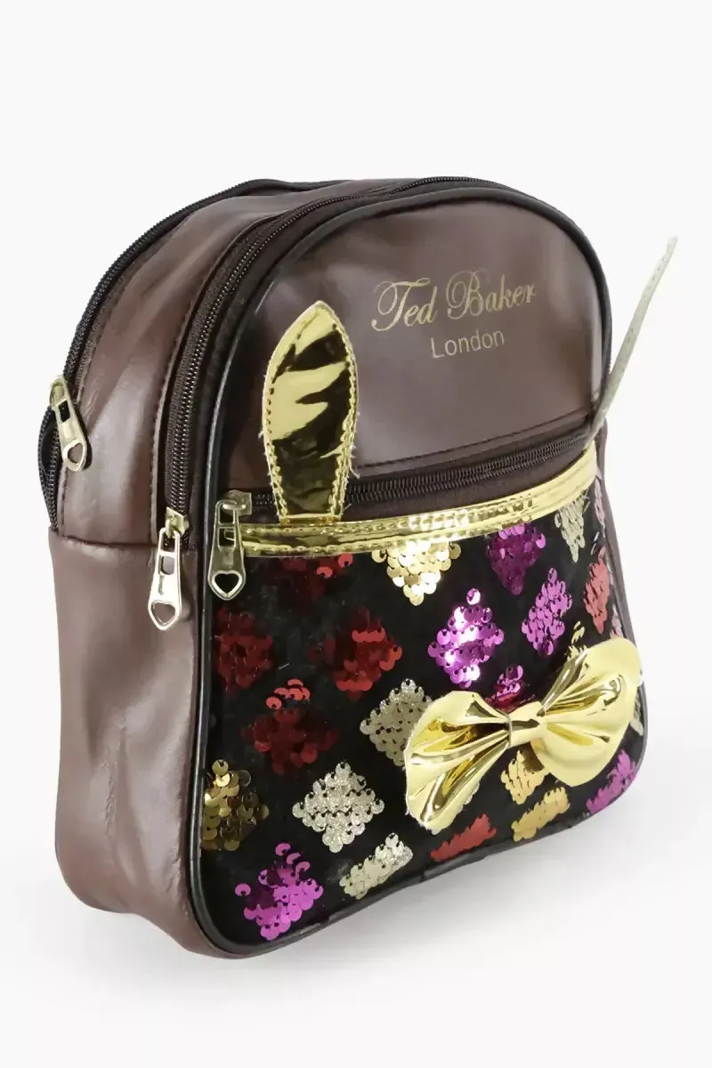 Girl's Sequin Mini Shoulder Backpack - Brown