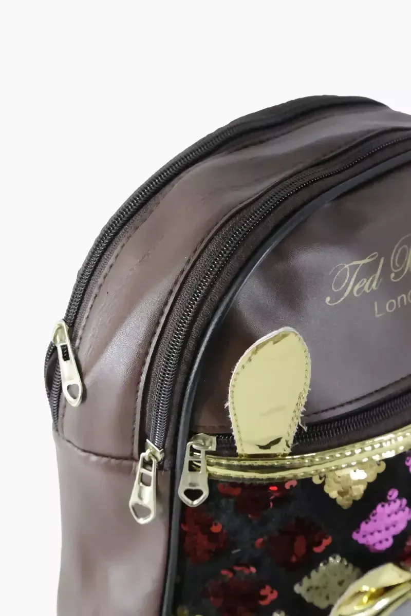 Girl's Sequin Mini Shoulder Backpack - Brown