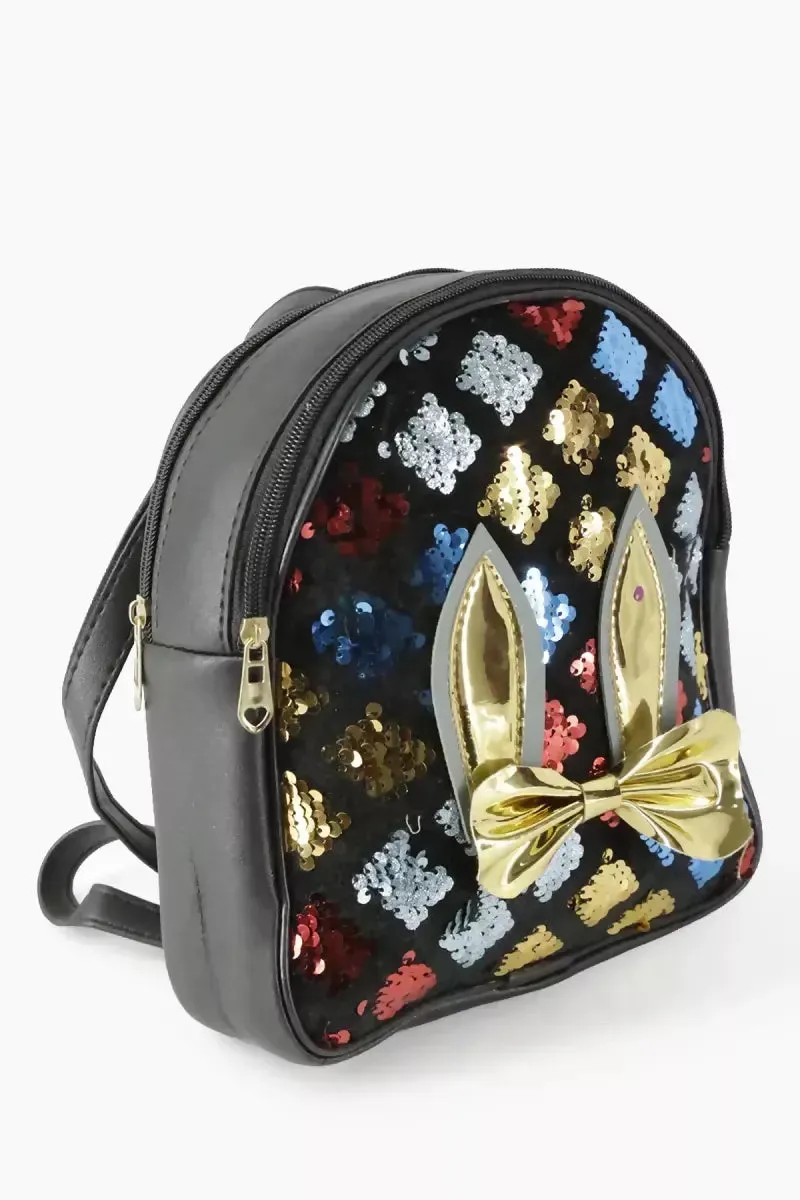 Girl's Sequin Shoulder Backpack - Black