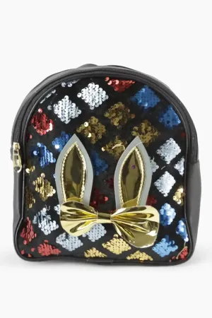 Girl's Sequin Shoulder Backpack - Black