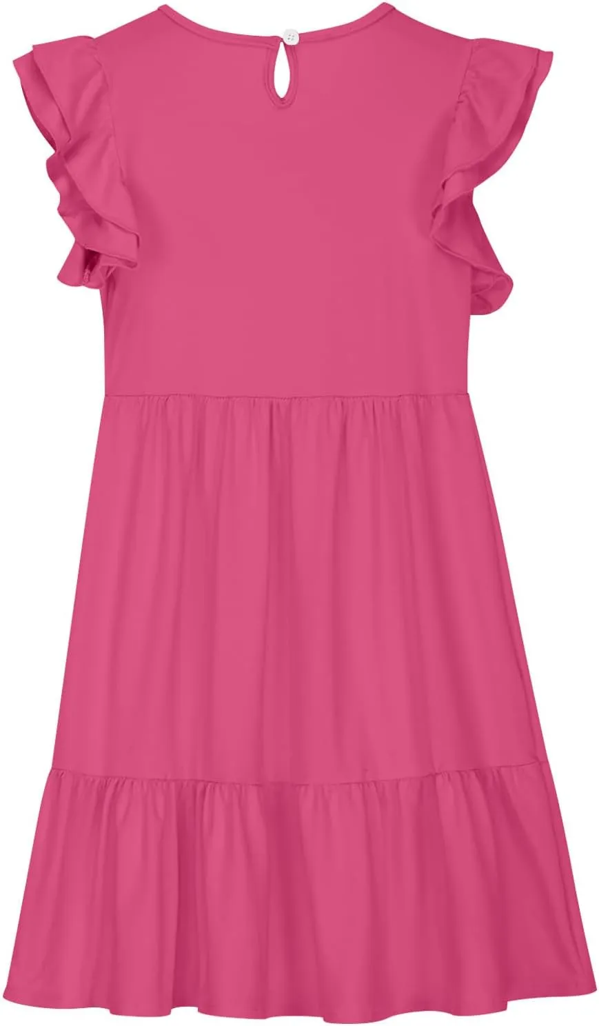 Girl's Summer Dresses Double Layer Ruffle Sleeve Dress Boho A Line Dress Swing Twirly Sundress Kids Casual Dresses