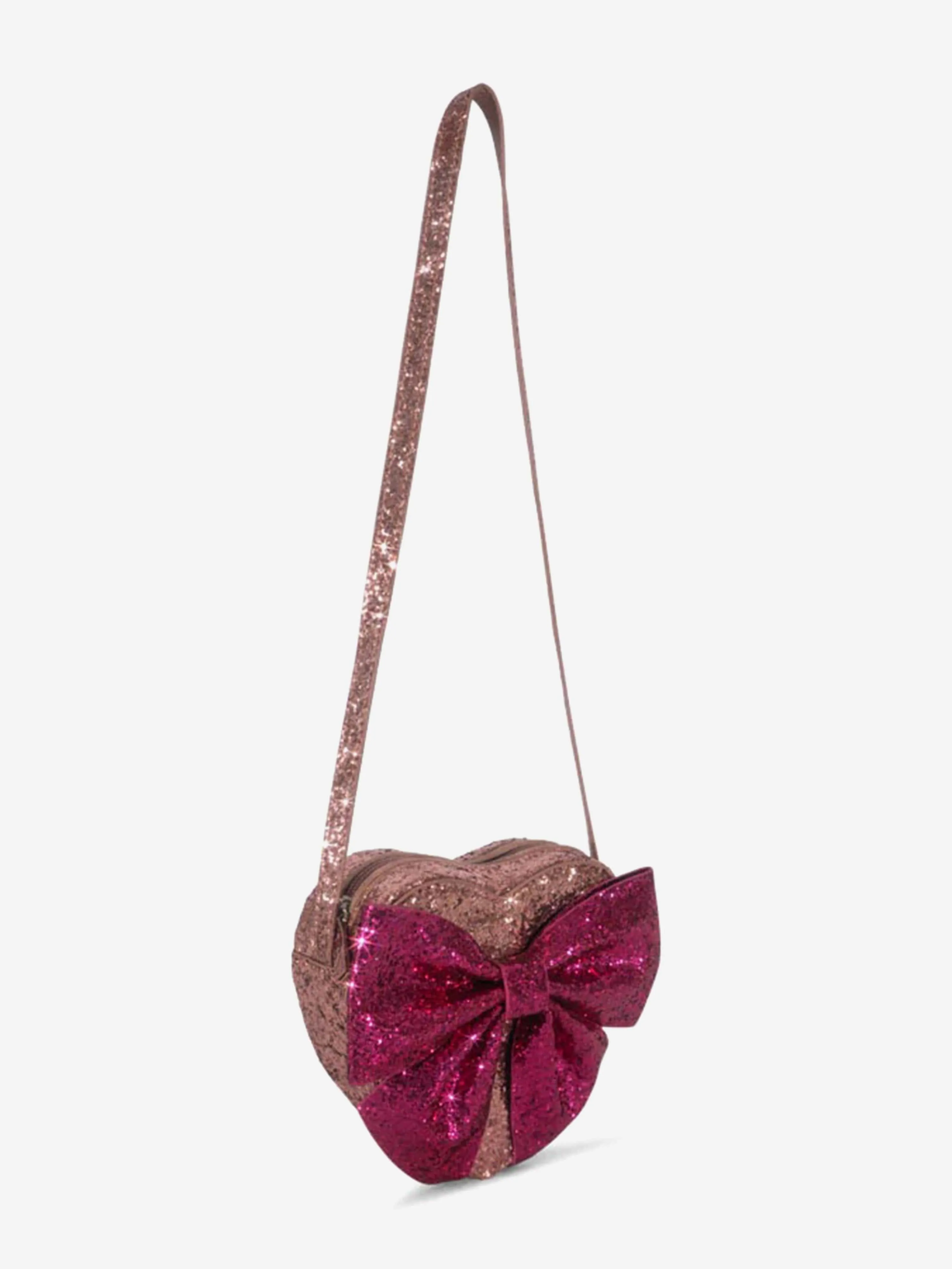 Girls Tut Bow Glitter Heart Shoulder Bag in Red (16cm)