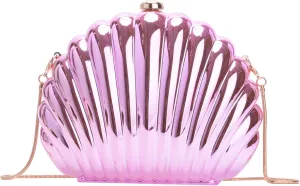 Glitter Seashell Evening Clutch Purse Mini Chain Shoulder Bag Acrylic Shell Pearl Crossbody Bag